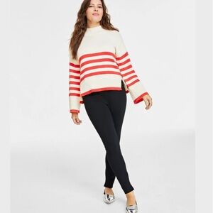 NWTs On 34th | Women's Mock Neck Sailor-Stripe Resort Cotton Blend Sweater Small